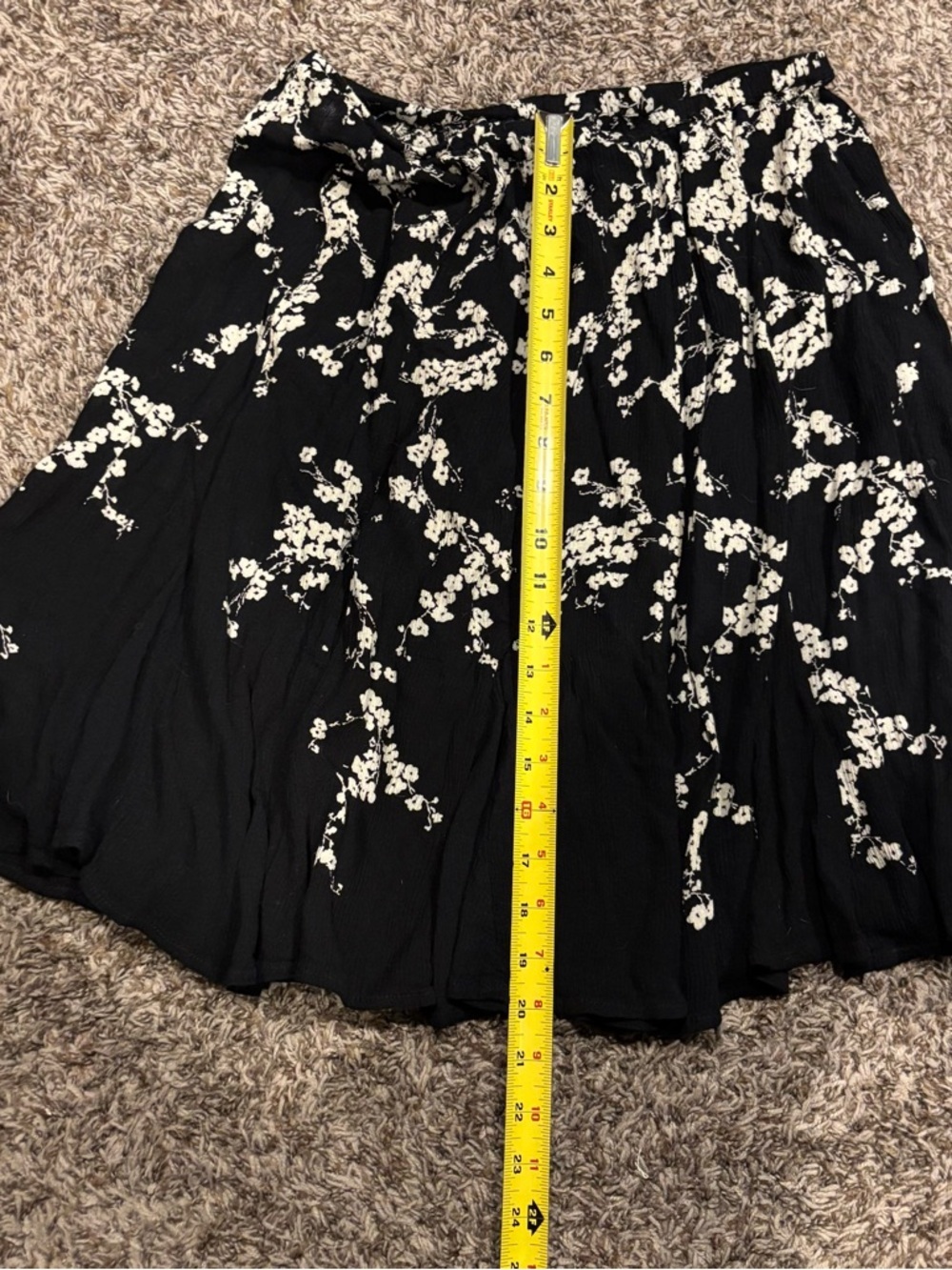 Bila Black Skater Skirt with White Floral Print